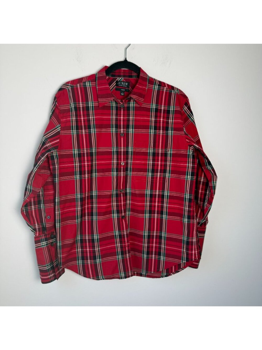 J. Crew Garçon Classic Shirt In Plaid Organic Cotton Poplin Sz 8 Holiday Preppy - Picture 2 of 9